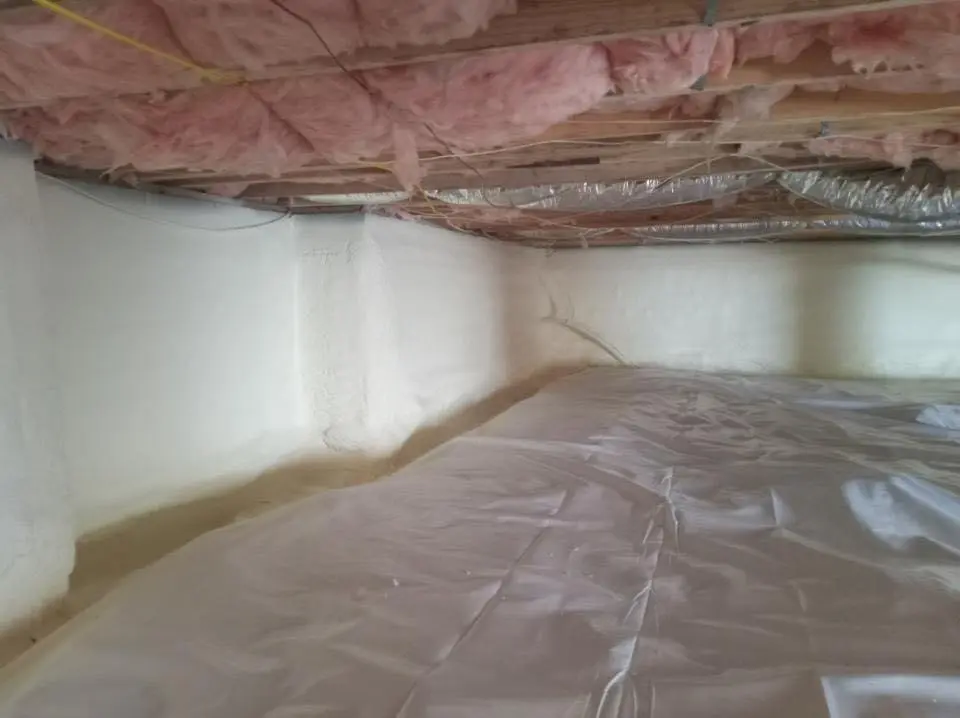 Crawl space encapsulation with closed-cell spray foam for Roof Leak Repair in Sidney